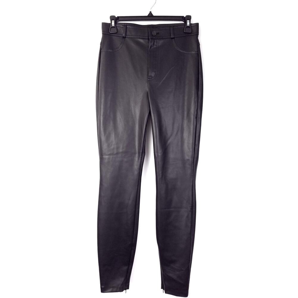 Zara Black Faux Leather Skinny Pants with Ankle Zip Size Medium - Picture 2 of 8